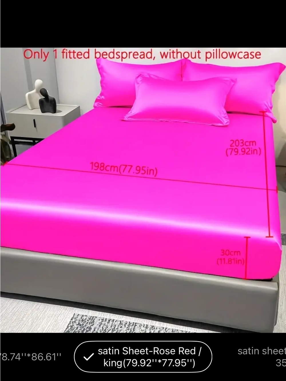 Satin Fitted Bedspread - Rose Pink